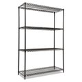 Alera Wire Shelving Unit, 18"D x 48"W x 72"H, 4 Shelves, Black, Shelving Style: Open ALESW504818BL